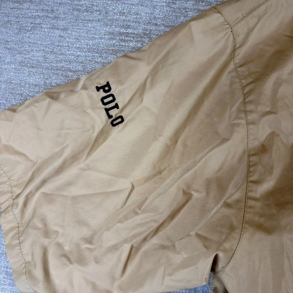 VTG Polo Ralph Lauren Pullover Jacket Men L Tan Short Sleeve Golf Y2K Preppy EUC